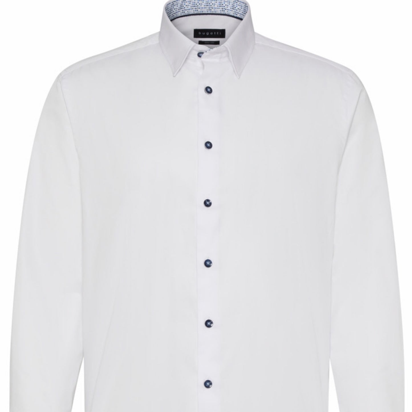 BUGATTI 9750-10 LS White Cuff Detail Shirt