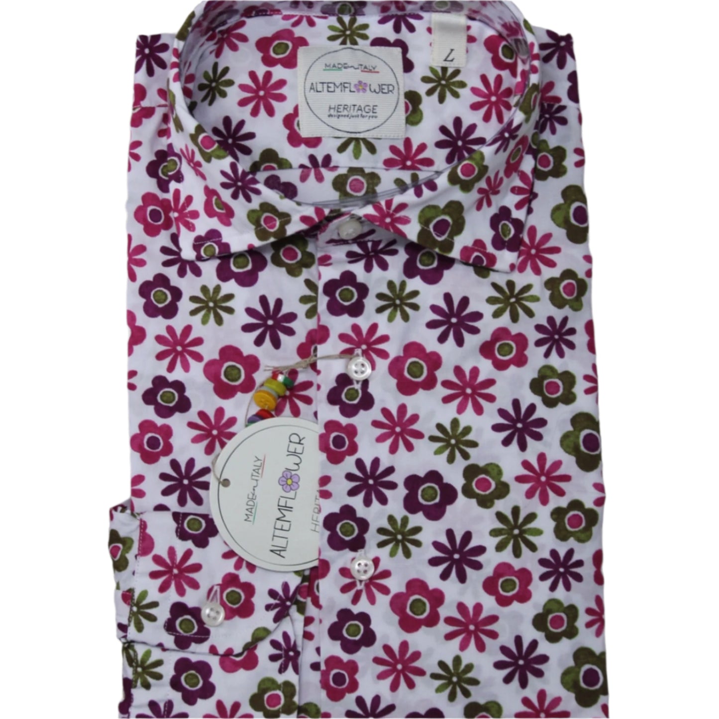 ATEMFLOWER 8824-02 Kaki/Pink Flower Shirt