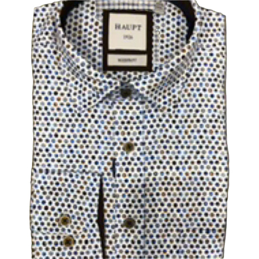 HAUPT 1374-11 Brown/Blue Circles Shirt